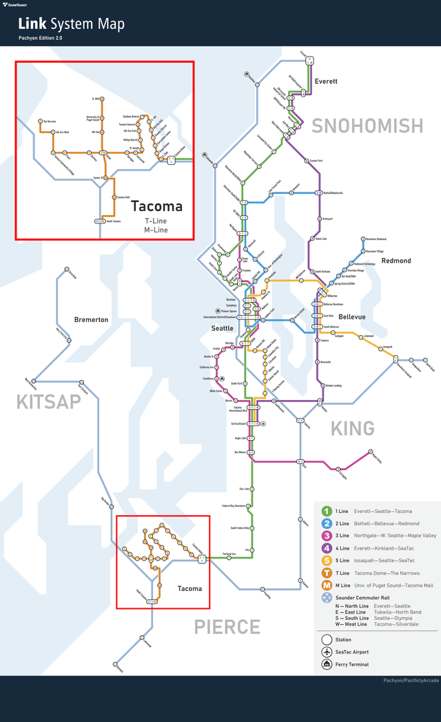 Link Light Rail if WA had one billion trillion dollars (OC)