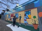 new “Know Your Vote Counts” mural going up in Central District
