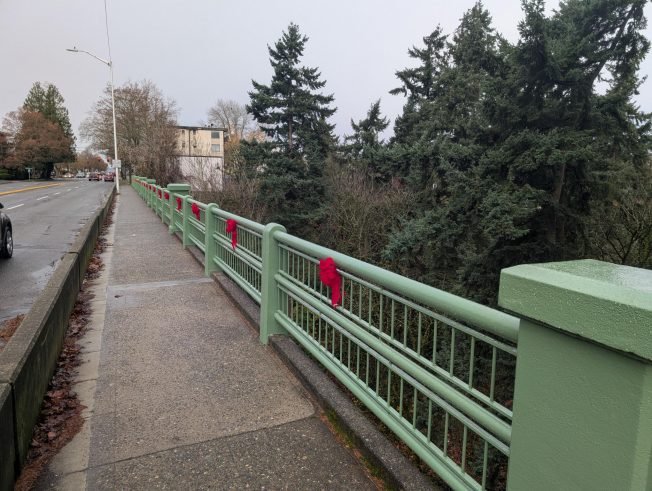 WEST SEATTLE HOLIDAY SCENE: Admiral Way Bridge decked