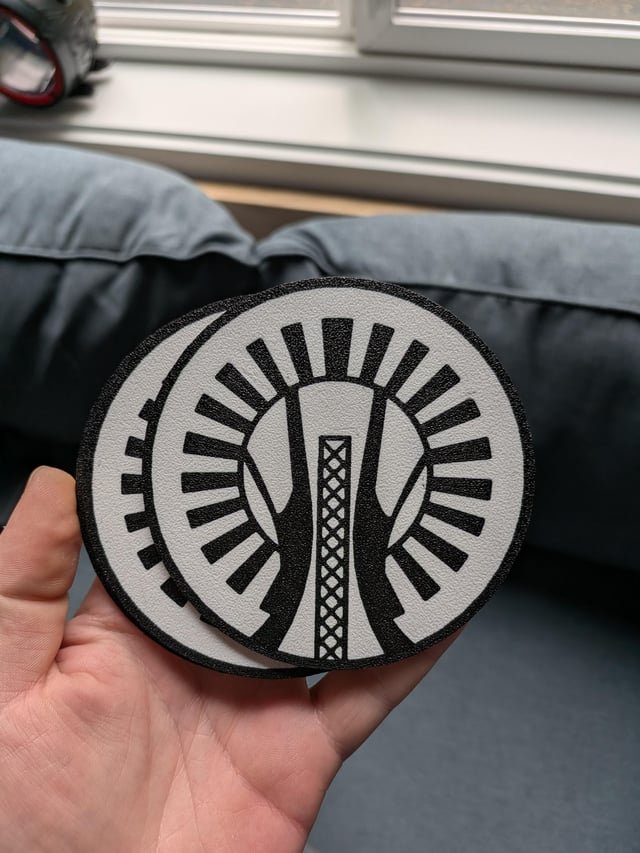 Making some space needle coasters as a Christmas gift for my FIL