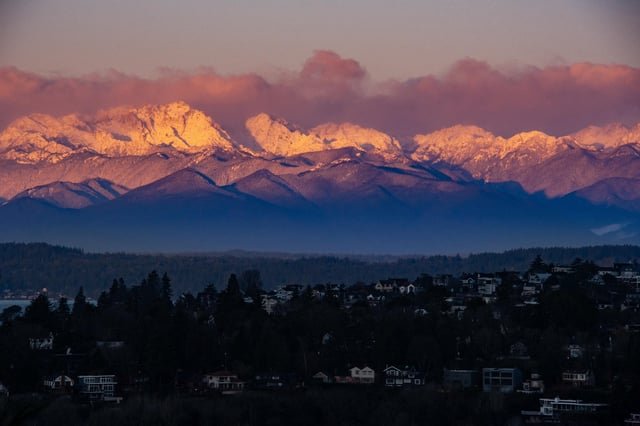New snow on the Olympics this morning