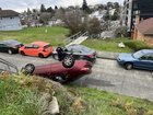 Flipped Over Car at 38th Ave SW in West Seattle