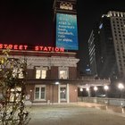 is this even legal? AT&T projector ad on union station