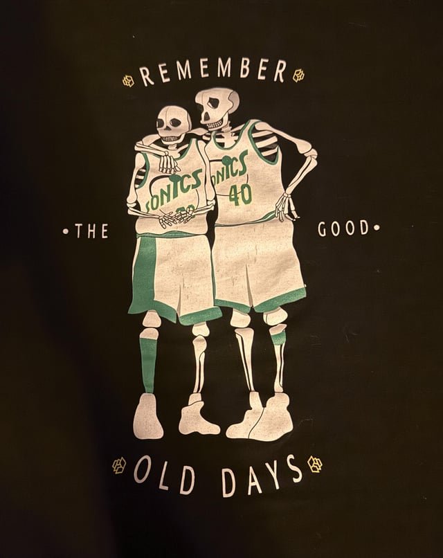 Shout out to 35th North Skate Shop on Capitol Hill for this gem I bought there years ago. As a kid that was obsessed with the Sonics vs Bulls championship in the 90’s this shirt means a lot!