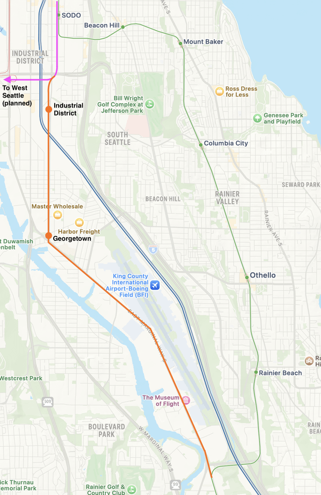 Idea: SODO-Georgetown-East Marginal Way elevated Link route