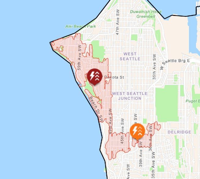 UPDATE: Power outage for almost 5,000 West Seattle customers