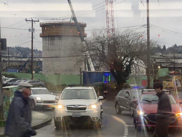 What is this huge cylindrical thing being built in Ballard?