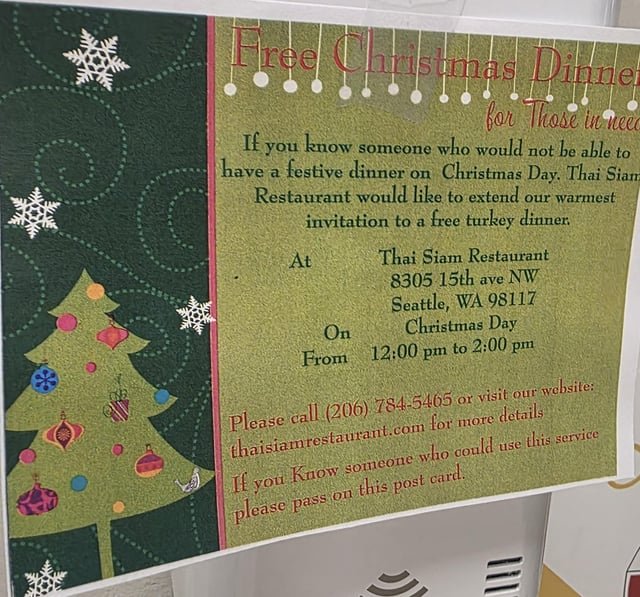 Free Christmas dinner if needed