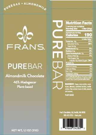 “Fran’s Chocolates, LTD. Issues Allergy Alert on Undeclared Hazelnuts in Fran’s Pure Bar AlmondMilk Chocolate 46% Madagascar Plant-Based Product” – FDA