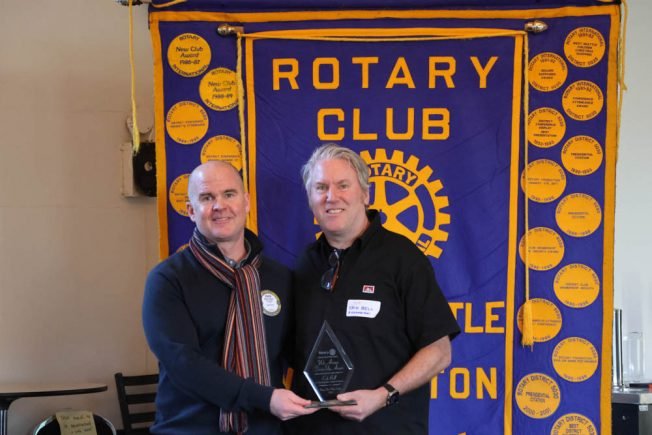CONGRATULATIONS! A Cleaner Alki founder Erik Bell honored by Rotary Club of West Seattle with 2026 Patrick Sand Memorial Award