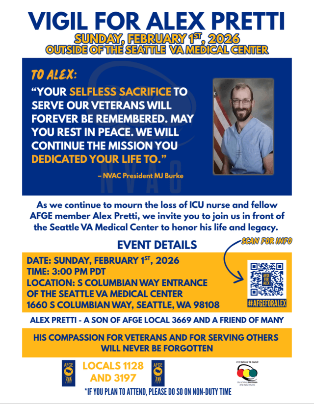 Alex Pretti Vigil Beacon Hill VA Hospital Sunday 2/1 3pm