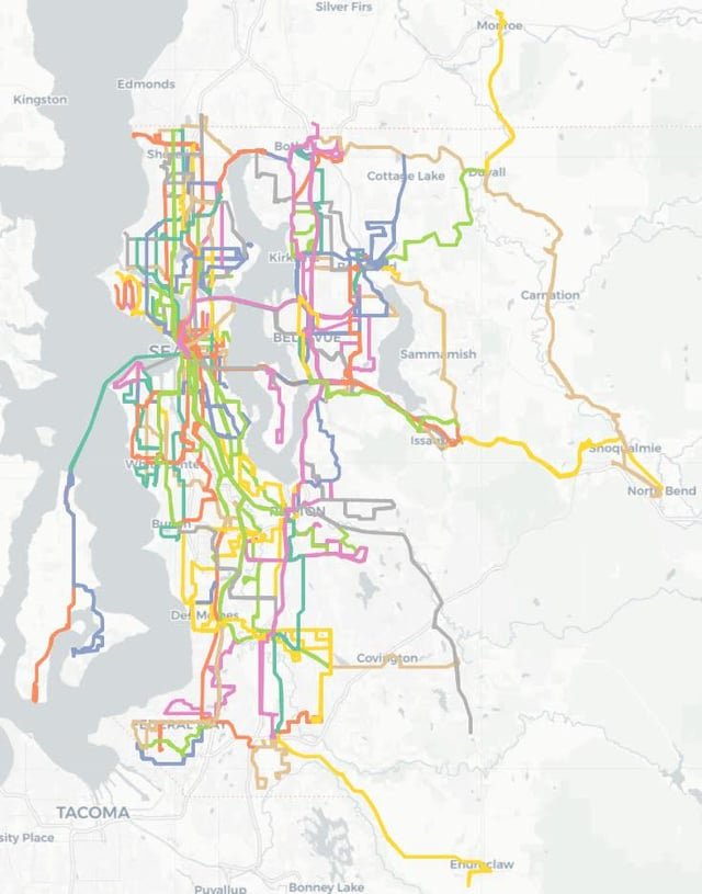 The entire bus network of King County Metro