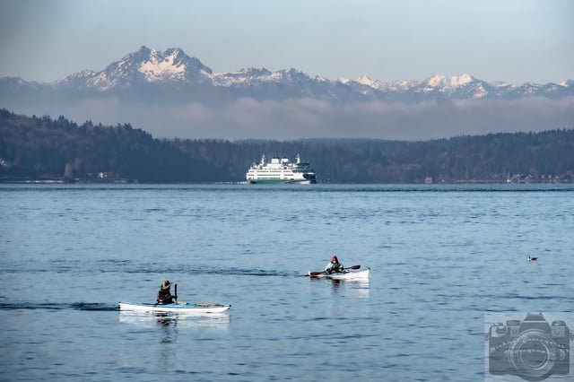 It’s days like today that remind us why we live here! Puget Sound off Alki Beach this morning: