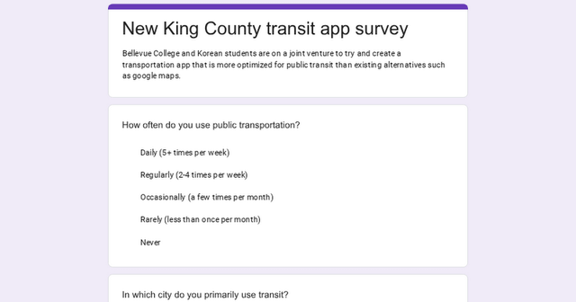 New King County transit app survey