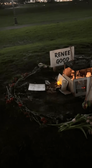 Memorial to Renee Good, Alex Pretti, and other victims of ICE on the hilltop at the north end of Cal Anderson