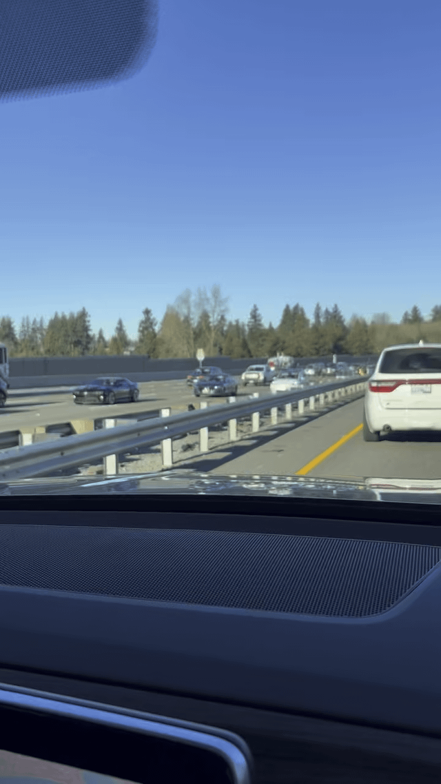 Cyclist riding the wrong way on I-5 South