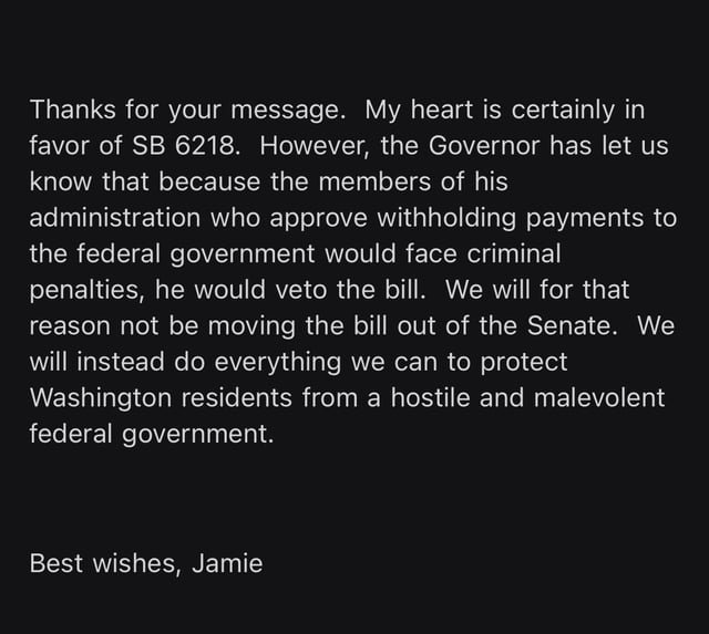 Regarding the withholding of payment to the federal government;