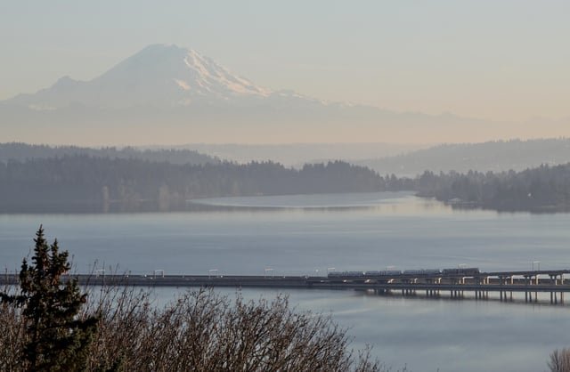A fun spot to view Link light rail testing on the floating bridge