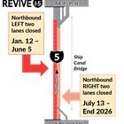 Buckle up, the Big One is here: Major Revive I-5 construction starts Jan. 9 with full NB I-5 weekend closure, then months-long NB lane reductions over Ship Canal Bridge