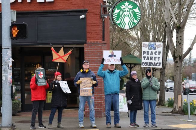 WEST SEATTLE SCENE: Presidents Day pop-up protests