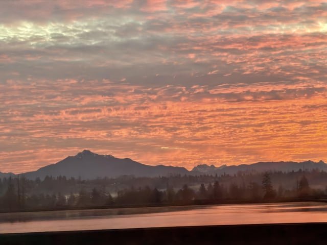 Sunrise over the mountains this morning was beautiful