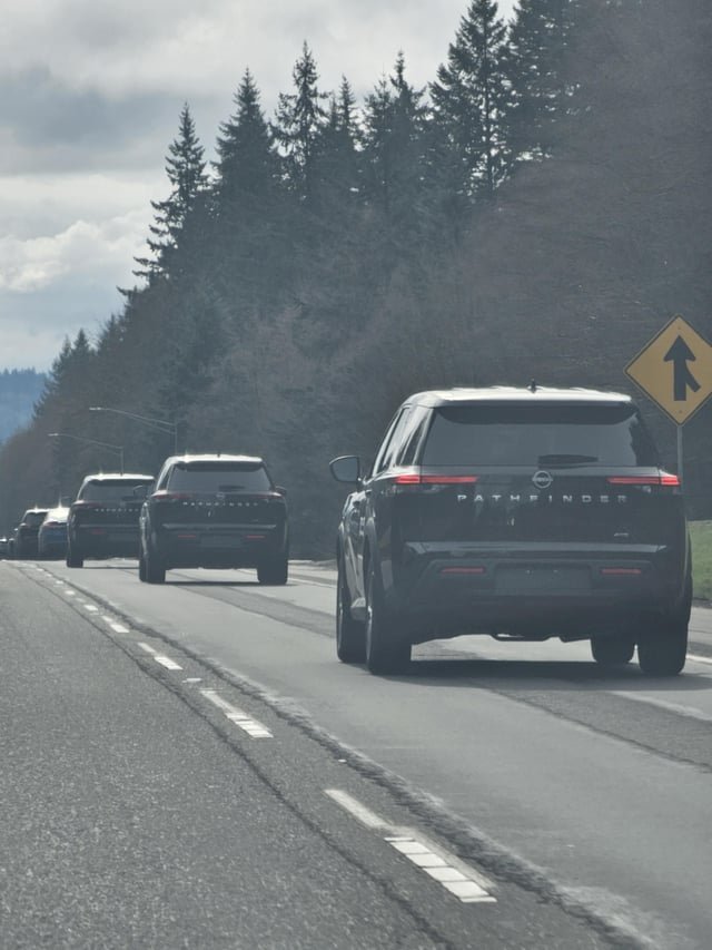 5+ identical cars with no license plates, drivers in tactical uniform