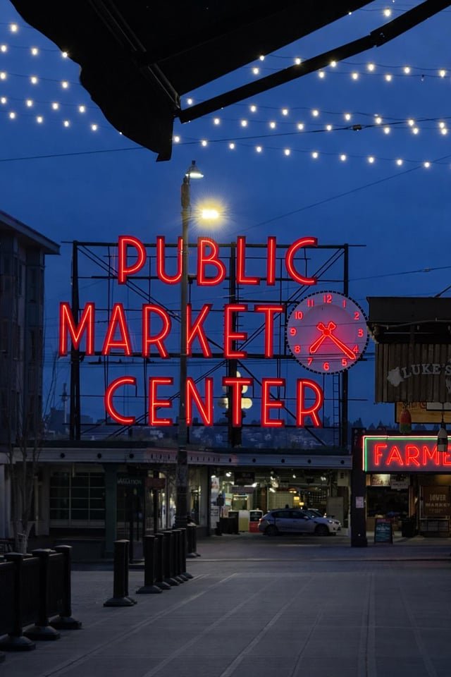 Pike Place Market earlier this morning 💙