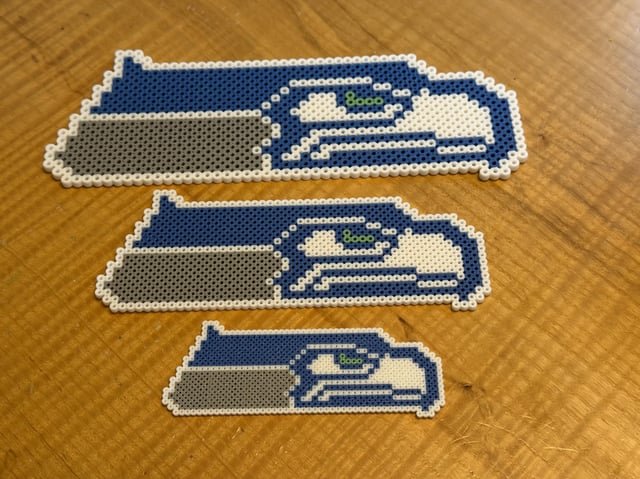 I designed a perler bead-style Seahawks logo