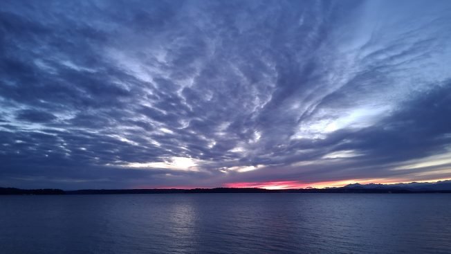 WEST SEATTLE WEEKEND SCENE: Valentine sunset, with time milestone