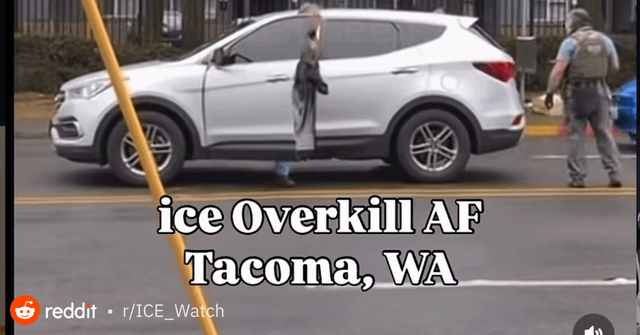 While abducting someone from the middle of a busy road, an ICE agent can be seen carrying an AR15 while wearing a neo-Nazi skull mask (2/3/26 in Tacoma, xpost)