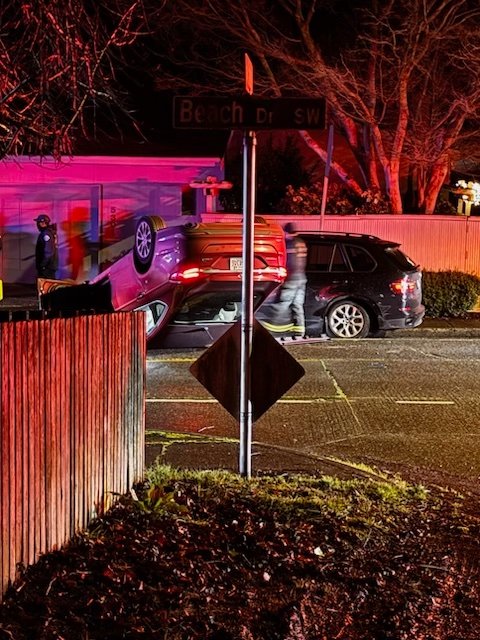 TRAFFIC ALERT: Flipped-car crash on Beach Drive