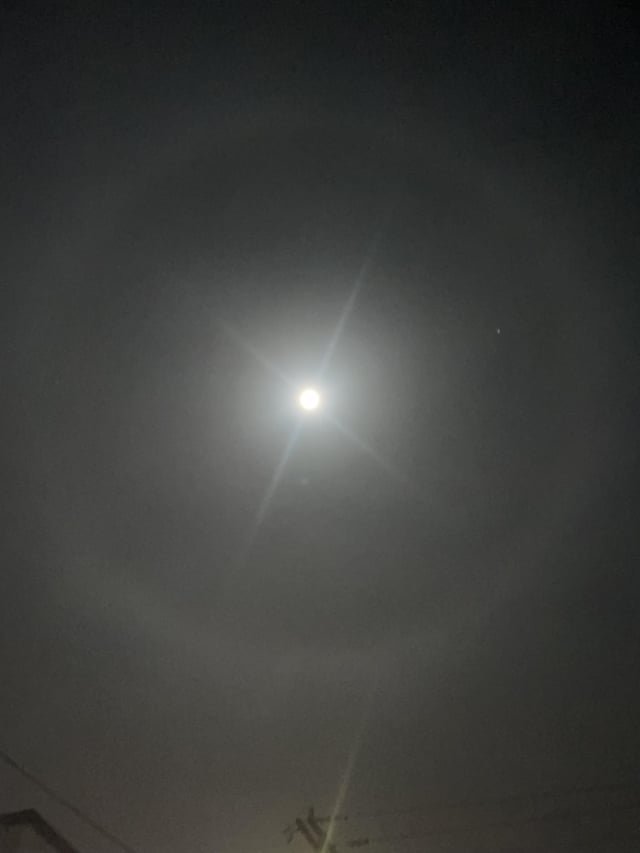 Awesome halo ring around the moon tonight!