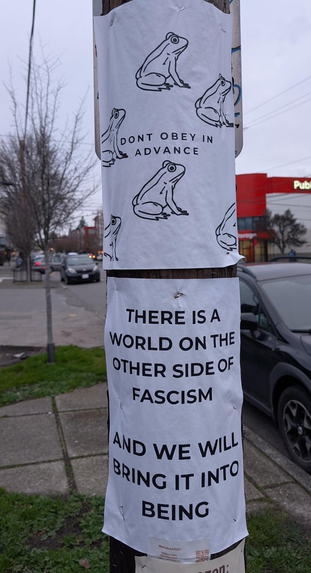 Posters on a utility pole in Fremont