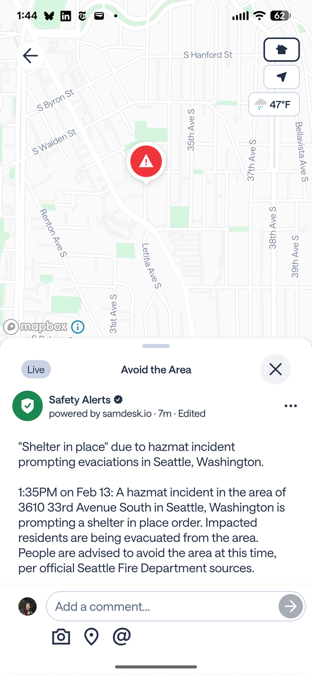 Shelter in place order for a hazmat incident