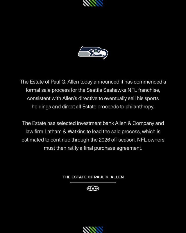 The Seattle Seahawks are officially up for sale following Super Bowl LX victory