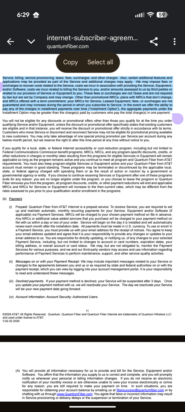 Under Quantum new T&C. Be ready for not having a price for life.
