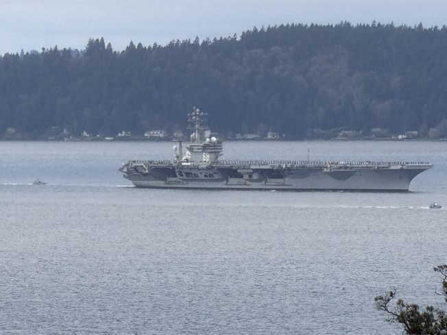 SEEN OFF WEST SEATTLE: Aircraft carrier USS Nimitz’s last Puget Sound departure