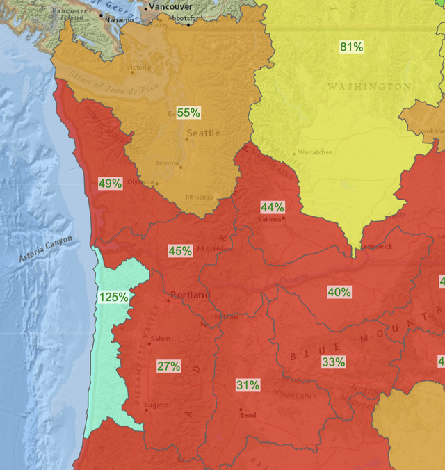 A look at current snowpack basin conditions for the PNW (March 2026)