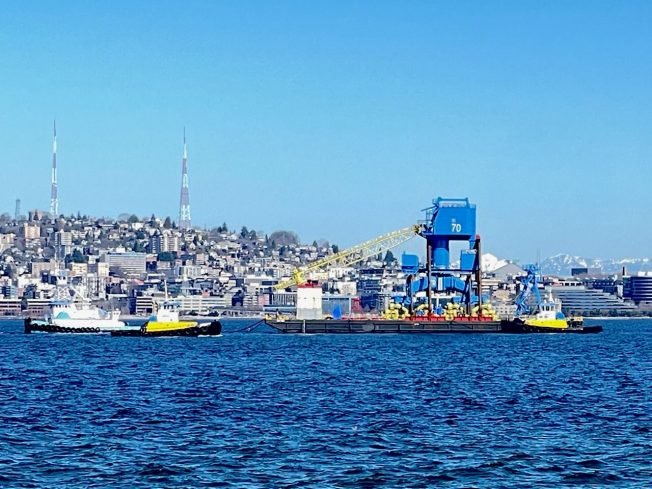 SEEN OFF WEST SEATTLE: Big new crane for the Navy