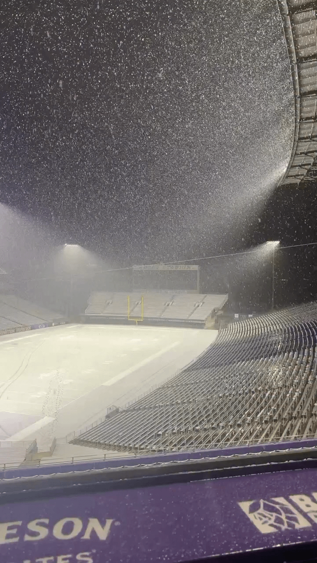 Snow at Husky Stadium