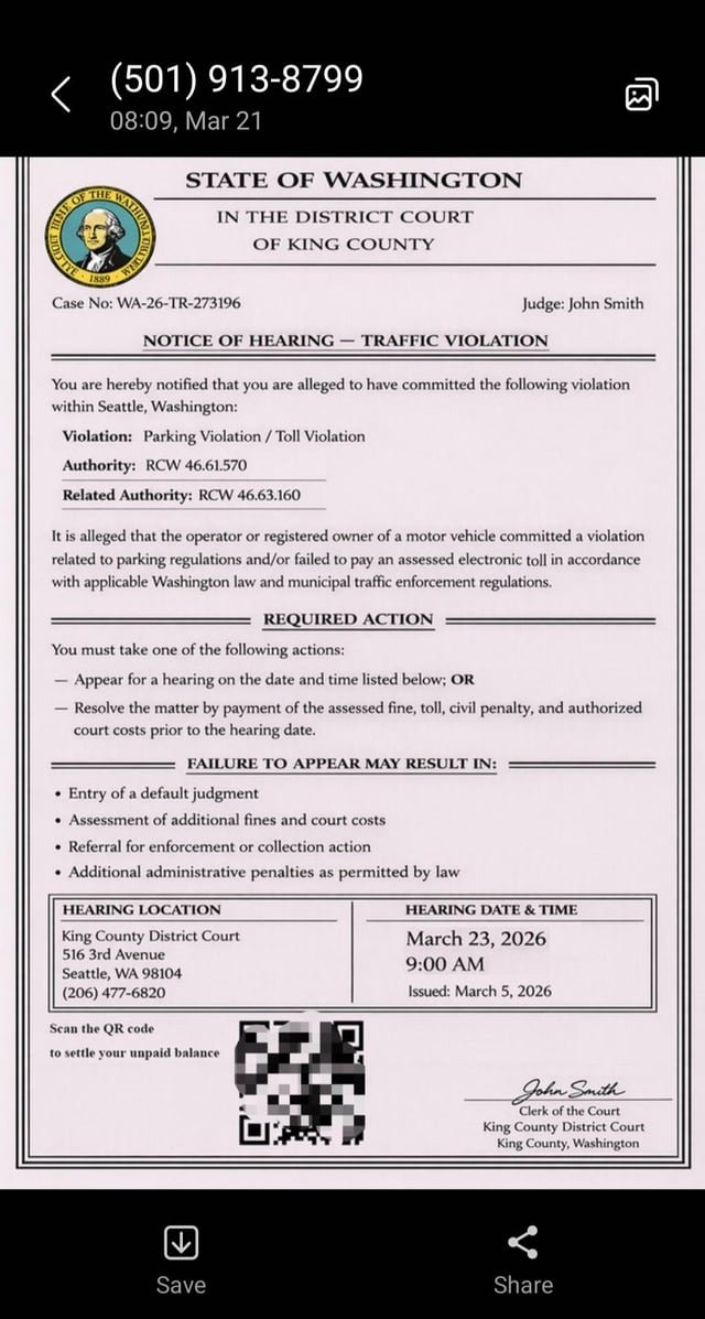 Fake Traffic Violation