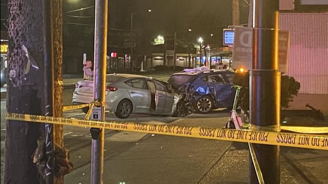 Vehicle pushed 80-100 feet into building after being rear-ended on Seattle’s Aurora Avenue