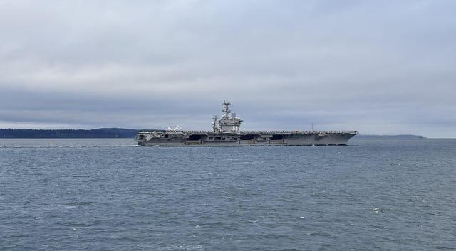 On the ferry to Bremerton, passed the Nimitz leaving Seattle for the last time