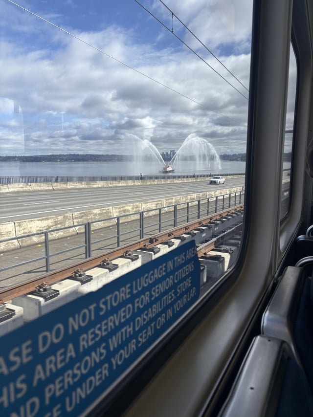 First trip over the lake, with a water feature!
