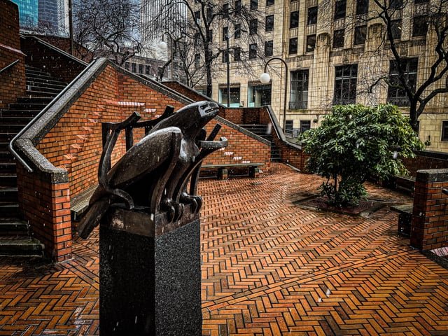 Snow outside the Jackson Federal Building