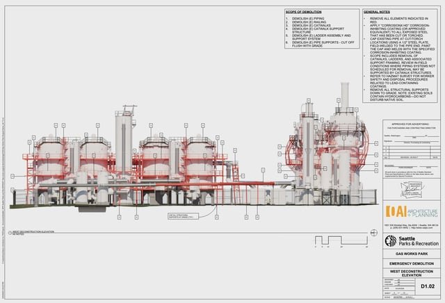 Plans for the emergency demolition of Gas Works Park catwalk structures
