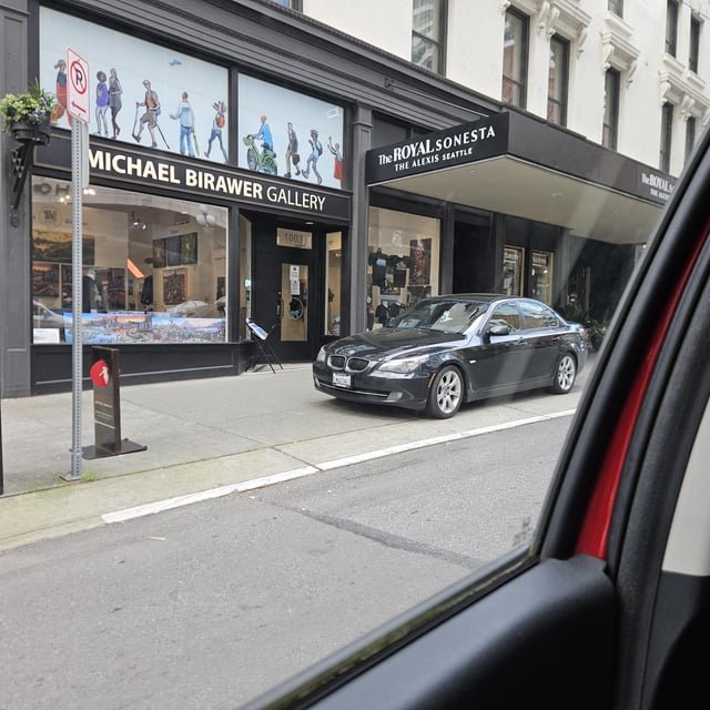 Just watched this guy drive down the sidewalk and then park here before walking into the hotel