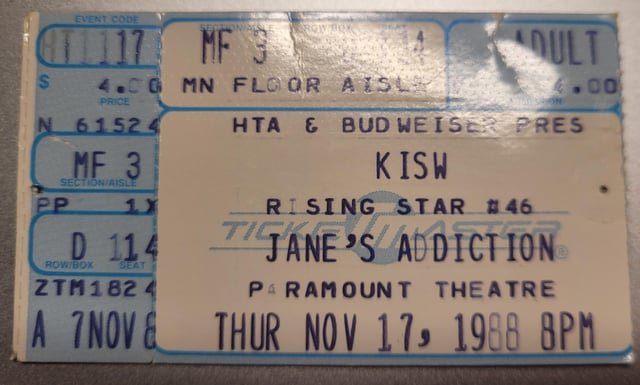 38 years ago I say Jane’s Addiction, Soundgarden, and Mother Love Bone for $4 at the Paramount