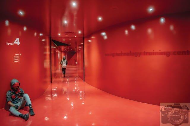 A Seattle Central Library Red Hall Kinda Day