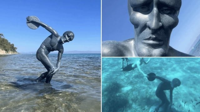 Seattle artist Sunday Nobody spent $25,000 to create a bronze statue combining ancient Greek Discobolus with Handsome Squidward’s face. He consulted archaeologists to ensure it could survive 1,000 years underwater, then sank it 9 meters deep in the Mediterranean Sea to confuse future archaeologists.
